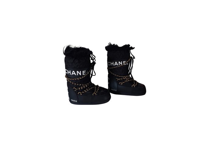 Chanel Stiefel Schwarz Tuch  ref.99975