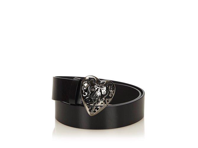 Lotsbestemming Spit Ellendig Gucci Hysteria Heart Leather Belt Black Silvery Metal ref.100317 - Joli  Closet