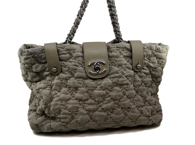 Chanel linen bag Beige Leather  ref.105285