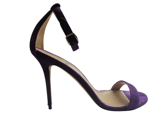 Manolo Blahnik Sandals Purple Suede  ref.105387