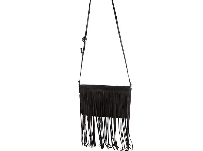 Pochette Michael Kors en daim marron à franges