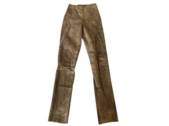 Pantalon/legging stretch cuir Joseph taille 34 Marron foncé  ref.105419
