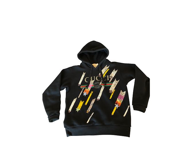 GUCCI hoodie with sequins and jewels Black