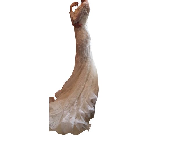 Elie Saab Vestido de novia Crudo Seda Vidrio  ref.105501