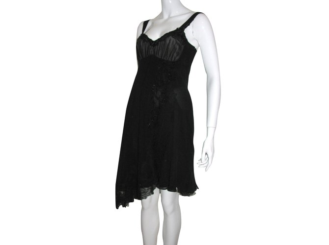 Karen Millen Asymmetric silk dress Black  ref.105512