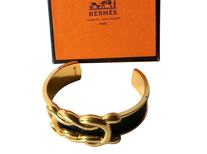 Hermès Armband "Half Bangle" genarbtes Leder Navy Blue / Gold Plate * Collector * Dunkelblau Vergoldet  ref.105521