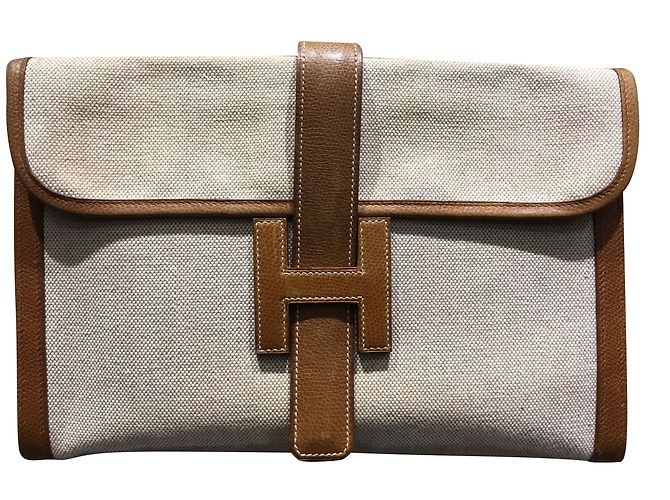 Hermès Pochette jige Beige Panno