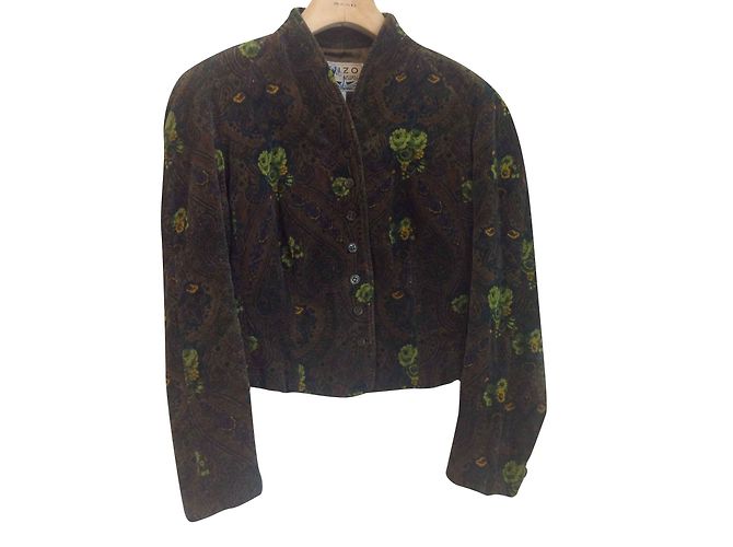 Kenzo Gesteppte Samtjacke mit Blumenmuster Mehrfarben