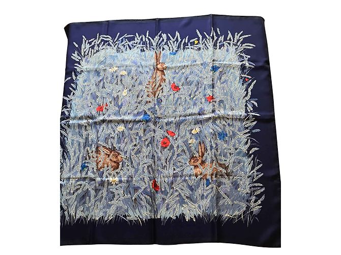 Hermès grano Blu navy Seta