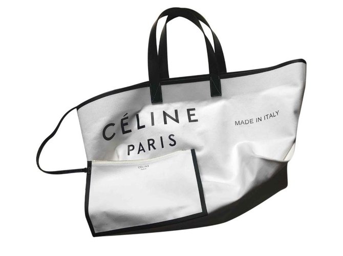 cabas Céline Médium Coton Blanc  ref.105631
