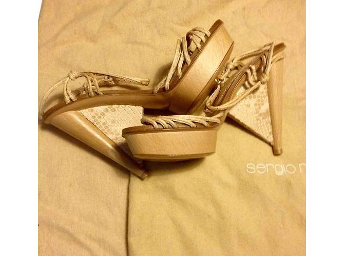 Décolleté Sergio Rossi Python Beige Tacco 12 cm
