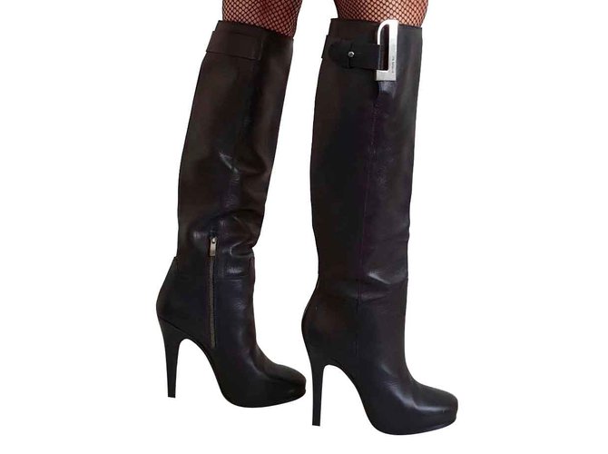 Boots Barbara Bui Size 39 Black Leather  ref.105647