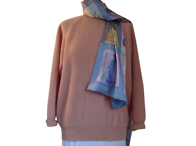 Pull en cachemire corail pâle, tricot épais de Colombo