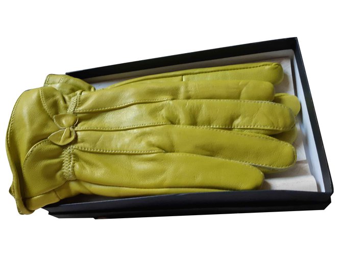 Anise green leather gloves NEW Arthur & Aston Olive green  ref.105654