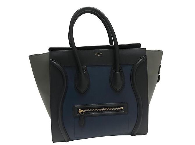 Bolso de mano Céline Mini Luggage en piel azul marino