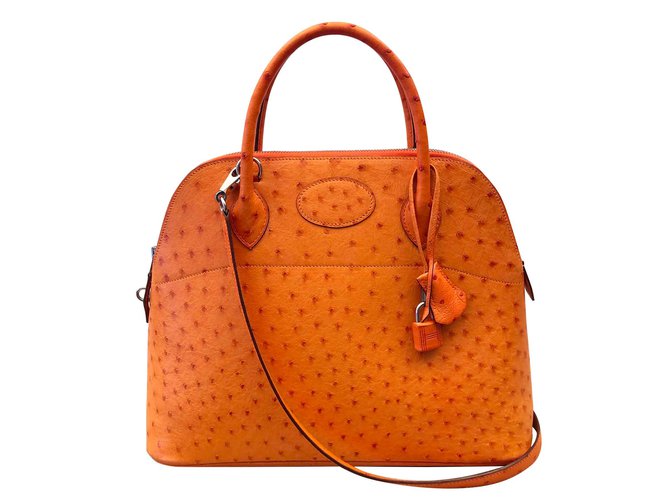 Hermès Hermes Bolide Ostrich Tangerine Orange Exotic leather  ref.105669