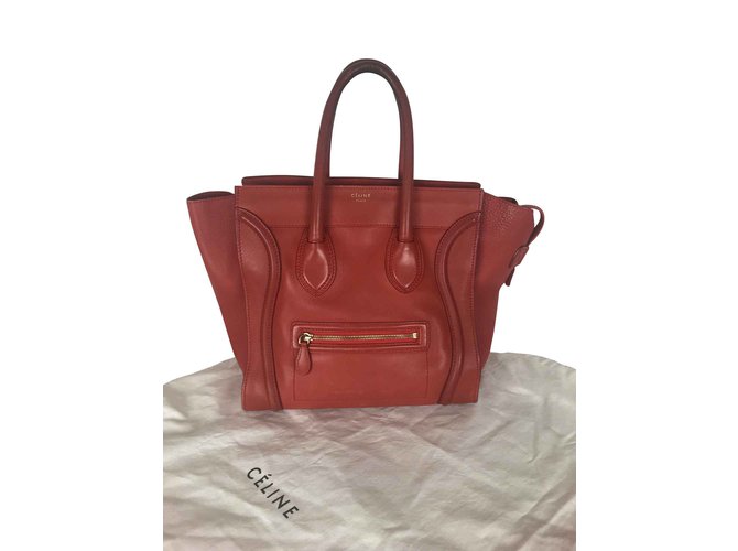 Céline luggage Red Leather  ref.105705