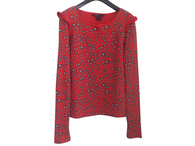 Marc Jacobs Top de Algodón Rojo con Estampado Floral Roja