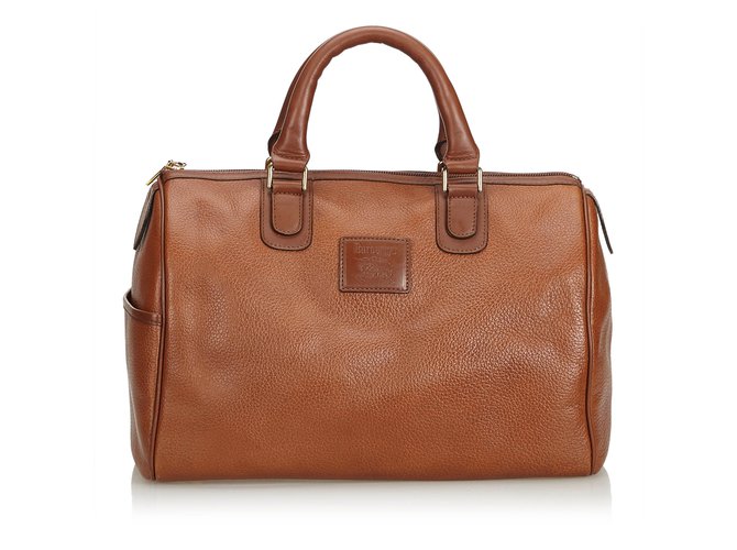 Burberry Leather Boston Bag Brown  ref.105838