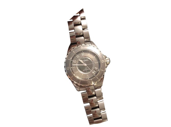 J watch12 Chanel 38 MM Grey Steel  ref.105873