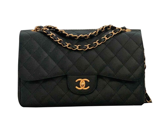 Jumbo Chanel Black Leather  ref.105874
