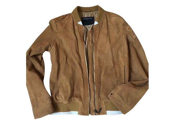 Autre Marque Polo nera con etichetta Blouson en daim caramel Caramello