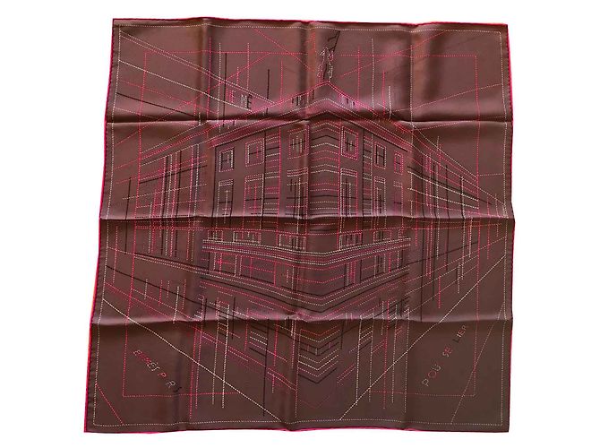 Hermès Hermes Square 70 Vintage Seide Stichsattel Schokolade