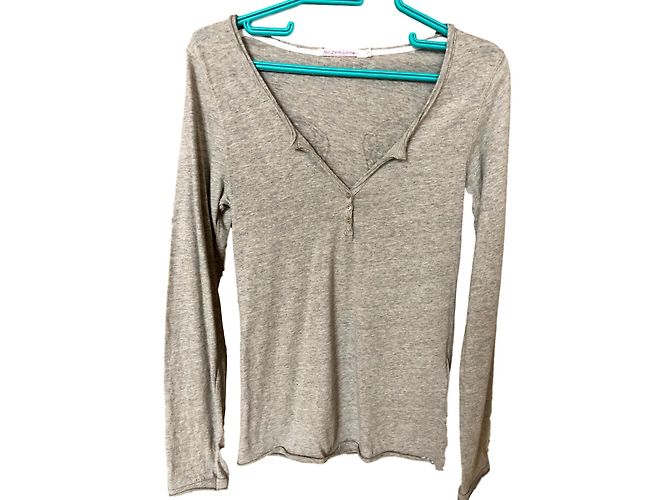 Top Berenice Manica Lunga Grigio Cotone Ali Glitterate