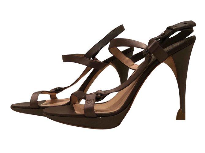 Fendi Sandals with heels Caramel Leather Satin  ref.105955