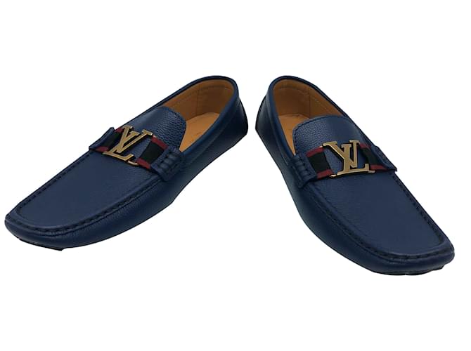 Loafers Slip ons Leather Navy blue ref 