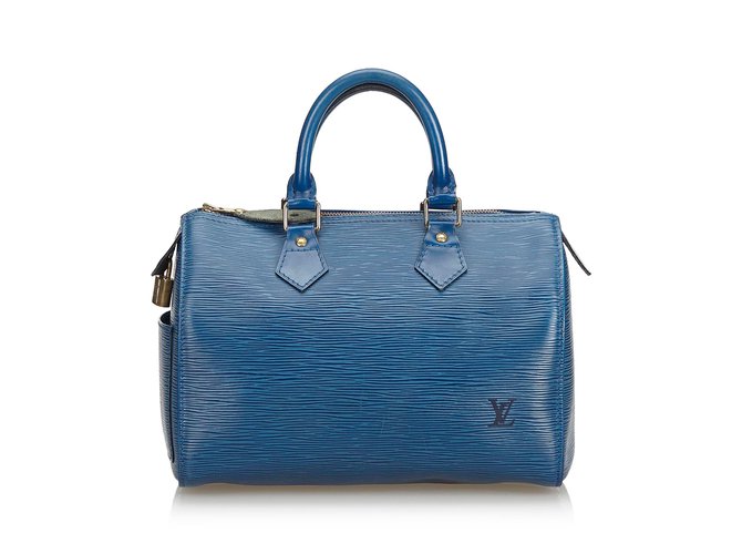 Louis Vuitton Epi Speedy 25 Blu Pelle  ref.105996