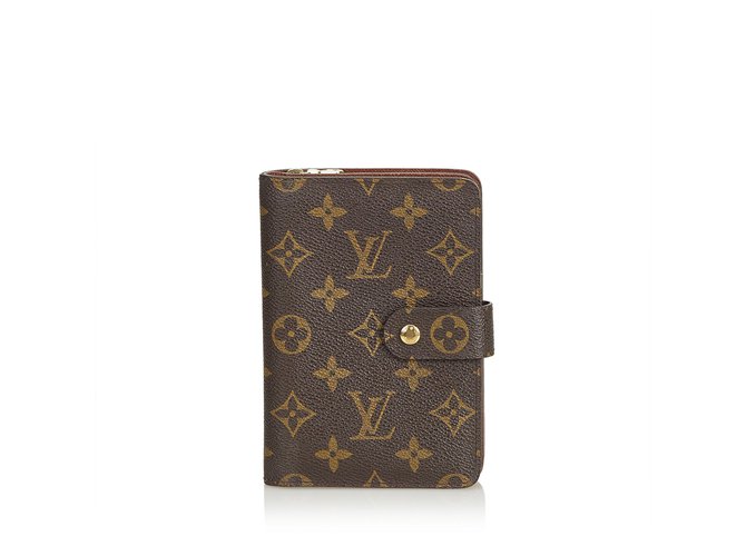Louis Vuitton Monogramme Porto Papier Zip Toile Marron  ref.106041