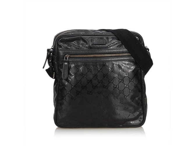 Gucci GG Imprime Messenger Bag Preto Couro Plástico  ref.106059