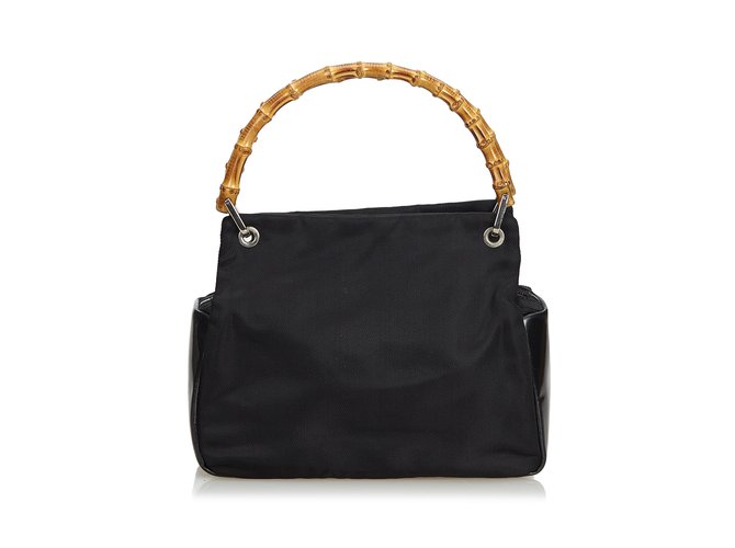 Gucci Bamboo Nylon Handbag Brown Black Cloth  ref.106067