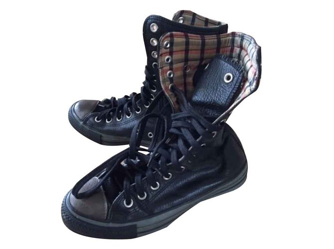 black leather converse boots