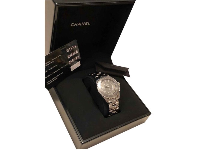 Chanel J watch12 Grey Ceramic  ref.106104