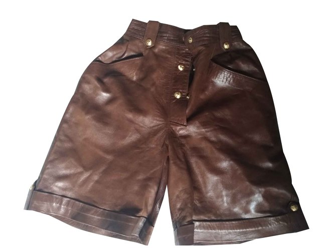 Autre Marque "ARTURO" leather shorts Light brown  ref.106118