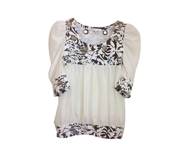 Top de seda Diane Von Furstenberg Branco e Marrom