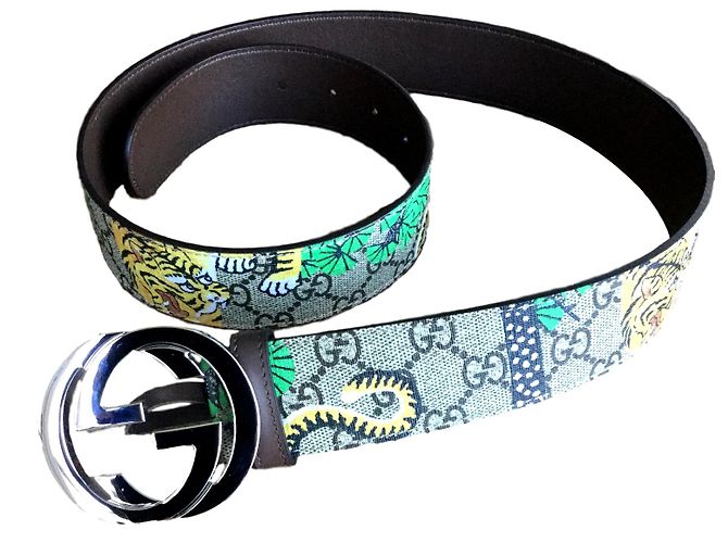 Cinto Gucci de couro com fivela GG 80 cm