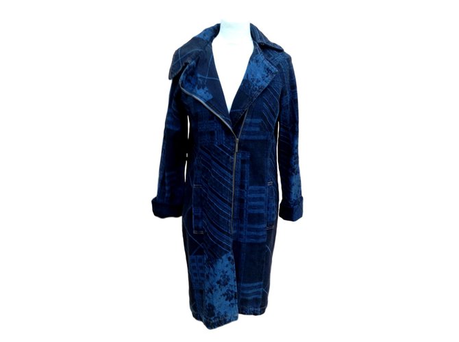 Kenzo Denim-Vintage-Mantel Blau Baumwolle  ref.106158