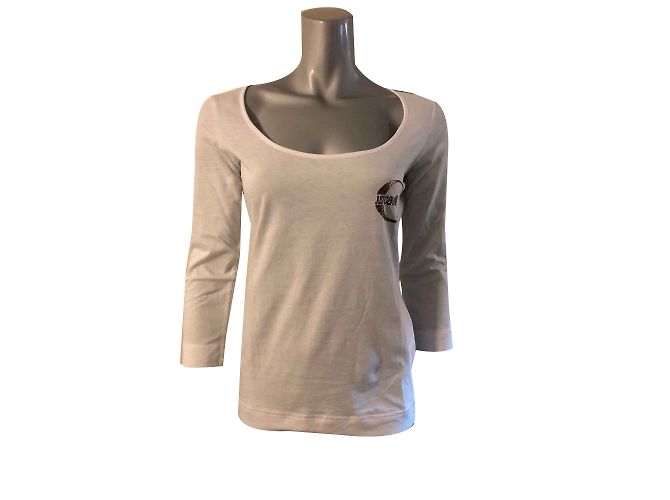 Top de algodón blanco Just Cavalli con estampado de logo