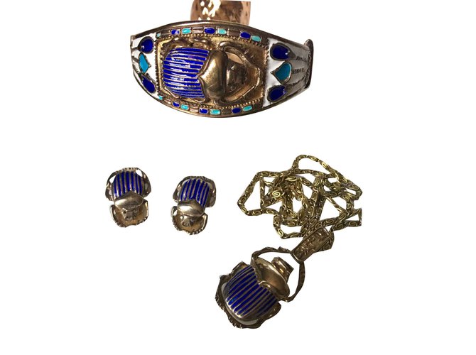 Vintage Jewellery sets Silvery White Blue Golden Navy blue Light blue Turquoise Dark blue Silver Gold-plated  ref.106191