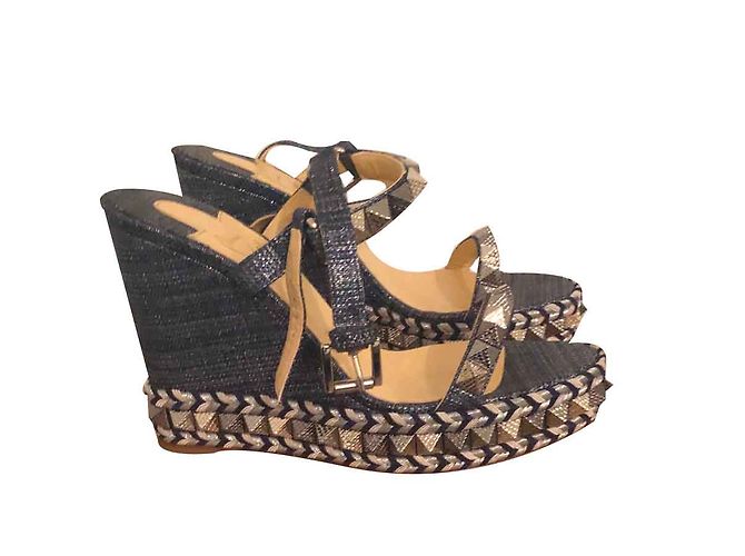 Sandali Christian Louboutin Blu Argento
