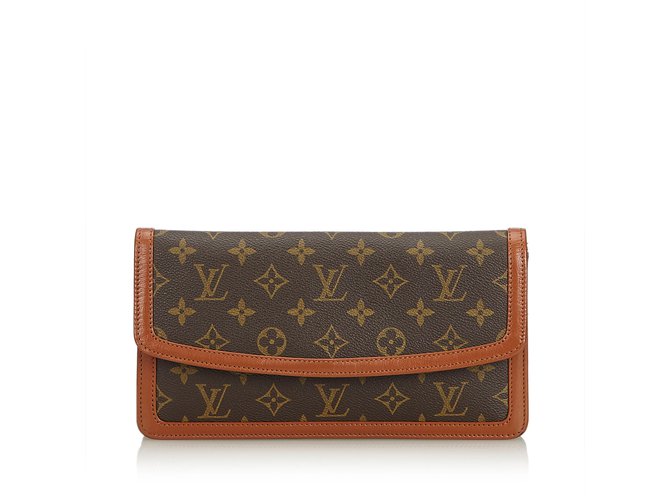 Louis Vuitton Monogram Pochette Dame Brown Leather Cloth  ref.106250