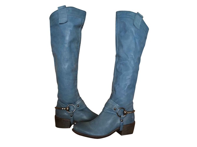 Autre Marque Boots Blue Leather  ref.106304