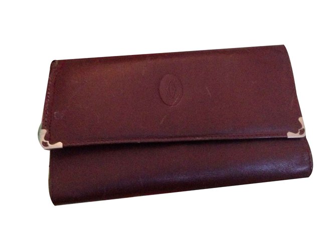 Cartier wallet Dark red Leather  ref.106330