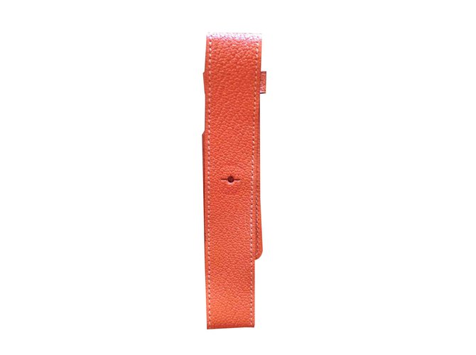 Hermès, Bracelet montre Barenia Cuir Orange  ref.106346