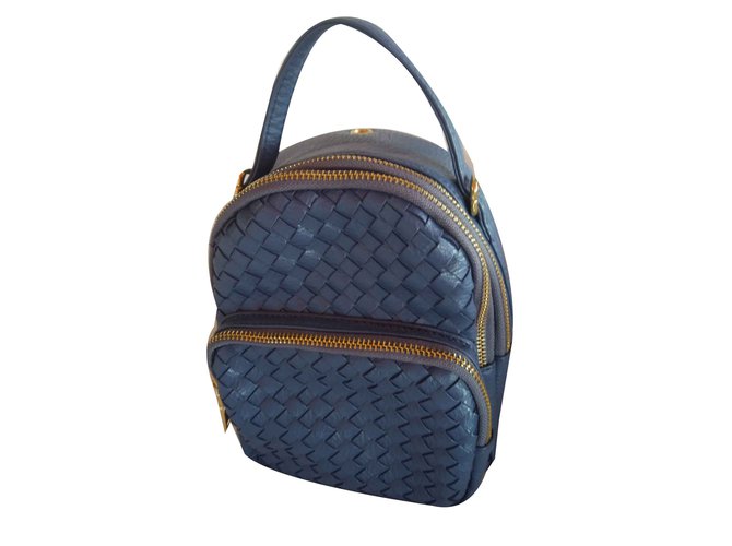 Autre Marque Leather backpack mini Blue  ref.106357