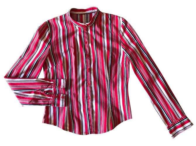 Sinéquanone striped blouse with stripes T.38 Sinequanone Brown Black Red Cream Cotton Elastane  ref.106382