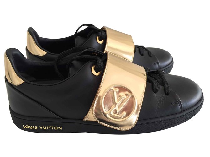 louis vuitton shoes black and gold